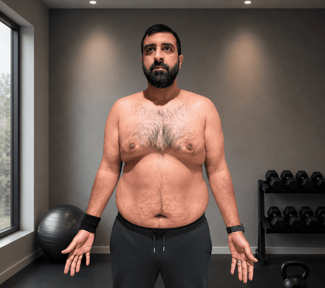 Amer after losing over 23 kg, belly visibly reduced from 121 kg starting weight
